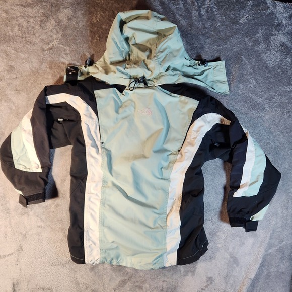 The North Face Jacket Womens 8 Green Black Ski Hood Color Block VTG Y2k Gorpcore - Picture 2 of 9